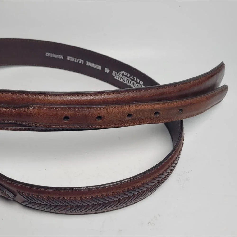 Nocona Men Western Top Hand Brown Ranger Leather Belt 40 1996 4 PC N2476802